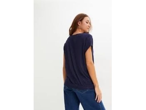 B.P.C t-shirt granatowy z wywinięciem w dekolcie ^40/42