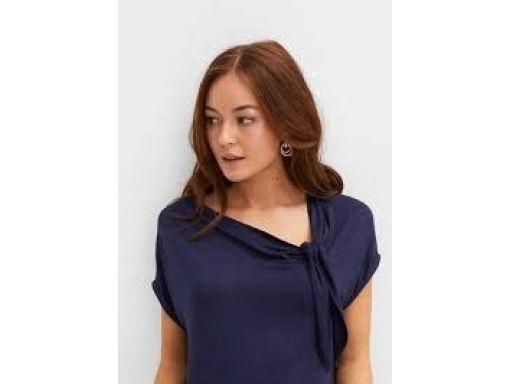 B.P.C t-shirt granatowy z wywinięciem w dekolcie ^40/42