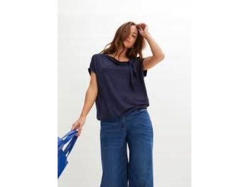 B.P.C t-shirt granatowy z wywinięciem w dekolcie ^40/42