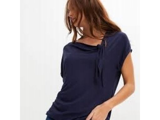 B.P.C t-shirt granatowy z wywinięciem w dekolcie ^40/42