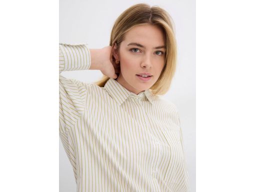 B.P.C koszula śmietankowa w oliwkowe paseczki 36.