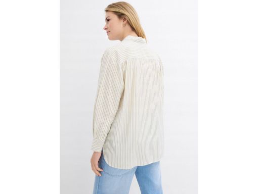 B.P.C koszula śmietankowa w oliwkowe paseczki 36.