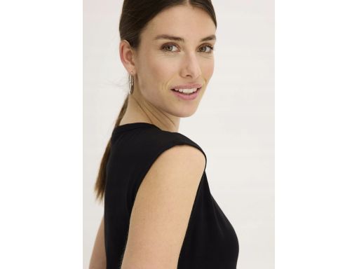 B.P.C bluzka czarna bawełniana z dekoracyjnym przewiązaniem ^48/50