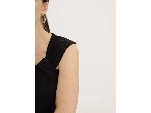 B.P.C bluzka czarna bawełniana z dekoracyjnym przewiązaniem ^48/50