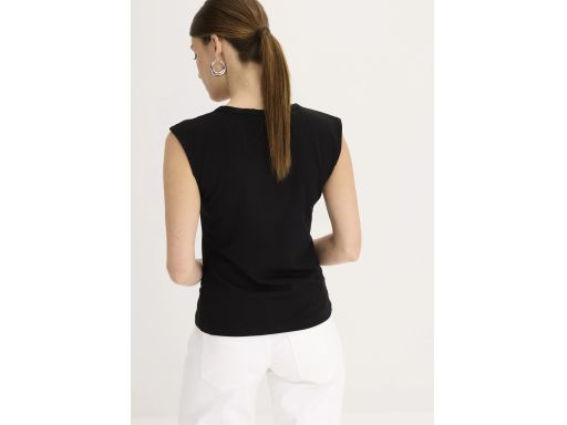 B.P.C bluzka czarna bawełniana z dekoracyjnym przewiązaniem ^48/50