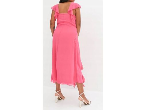 B.P.C sukienka szyfonowa długa maxi z falbankami różowa ^50