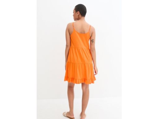 B.P.C sukienka pomarańczowa na ramiączka z falbankami 48/50.