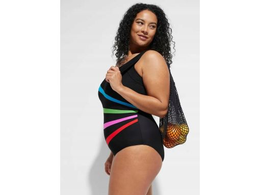 B.P.C kostium silnie modelujący czarny w kolorowe paski r.46