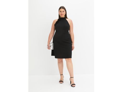 B.P.C Czarna sukienka z różą w dekolcie ^44/46