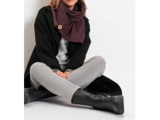 B.P.C komin dzianinowy szalik bordowy z guzikiem r.uniwersalny