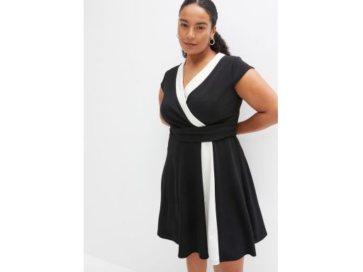 B.P.C czarna sukienka z białym akcentem ^36/38