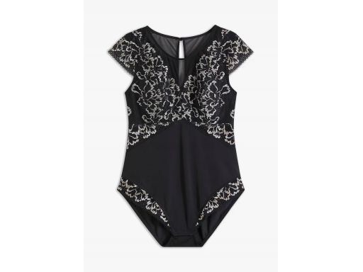 B.P.C. body czarne z koronką bez fiszbin z lureksową koronką ^36/38