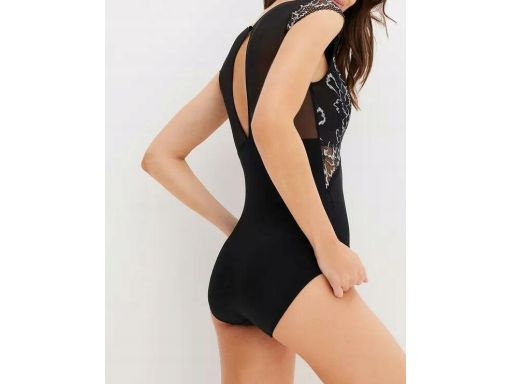 B.P.C. body czarne z koronką bez fiszbin z lureksową koronką ^36/38