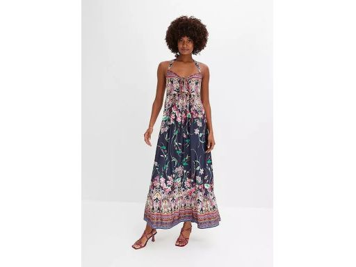 B.P.C sukienka długa nadruk wiązanie na szyi ^36/38