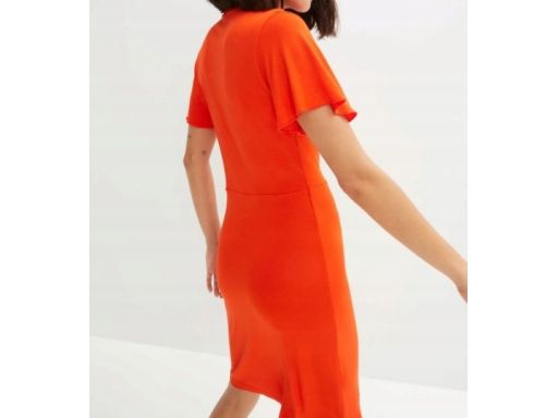 B.P.C czerwona sukienka z marszczeniami 40/42.