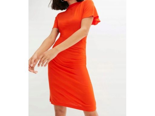 B.P.C czerwona sukienka z marszczeniami 40/42.