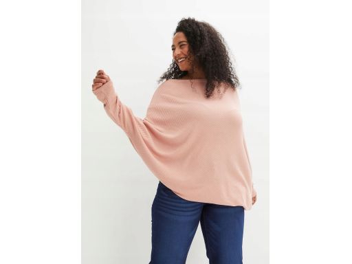B.P.C sweter z asymetrycznym dołem pudrowy róż ^52/54