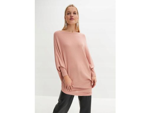B.P.C sweter z asymetrycznym dołem pudrowy róż ^52/54