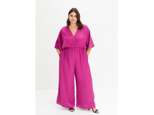 B.P.C fioletowy kombinezon satynowy oversize długa szeroka nogawka r.4