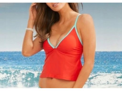 B.P.C krótki top tankini czerwono turkusowy r.40