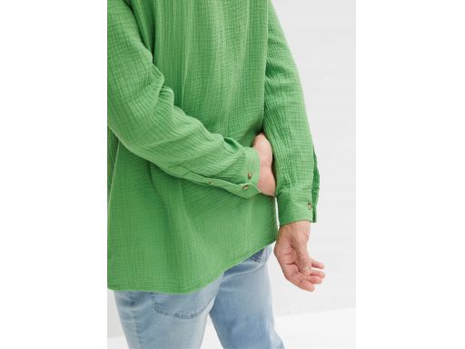 B.P.C koszula męska z długim rękawem zielona muślinowa 47/48.