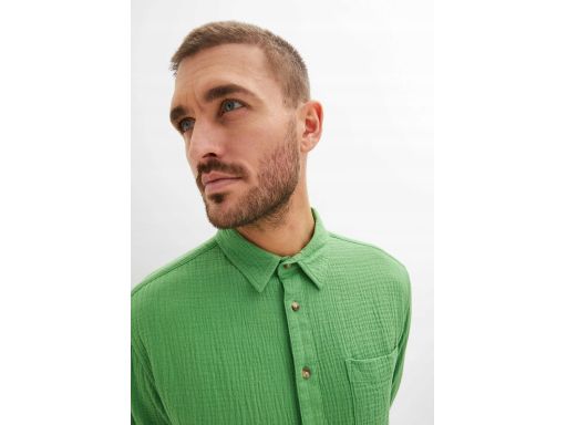 B.P.C koszula męska z długim rękawem zielona muślinowa 47/48.