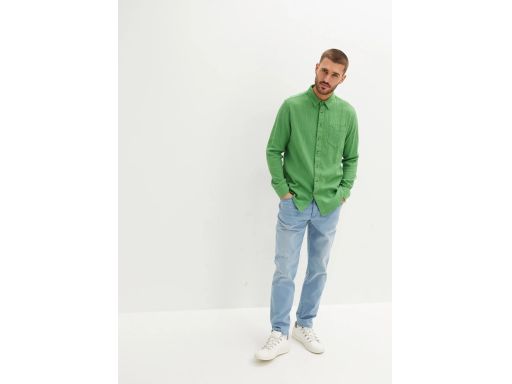 B.P.C koszula męska z długim rękawem zielona muślinowa 47/48.