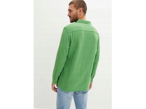 B.P.C koszula męska z długim rękawem zielona muślinowa 47/48.