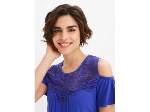 B.P.C bluzka niebieska z koronką odkryte ramiona r.36/38