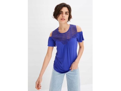 B.P.C bluzka niebieska z koronką odkryte ramiona r.36/38