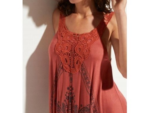 B.P.C sukienka plażowa brązowa z nadrukiem asymetryczna 52/54.