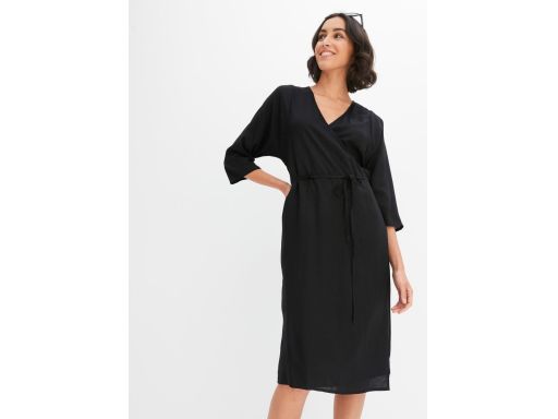 B.P.C sukienka czarna kopertowa midi z wiskozy 52.