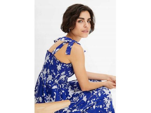 B.P.C długa sukienka letnia chabrowa w białe wzory 46.