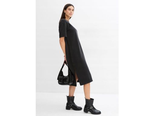 B.P.C sukienka midi z rozcięciem czarna dresowa r.40/42