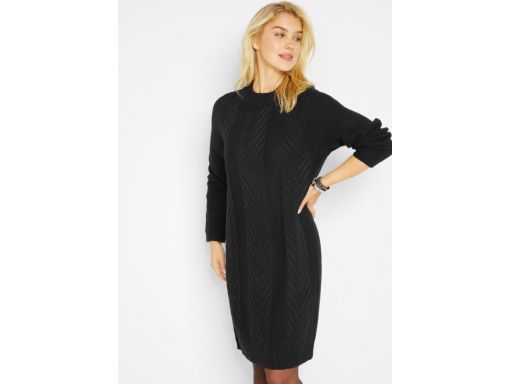 B.P.C sukienka dzianinowa czarna ze splotem dekoracyjnym ^40/42