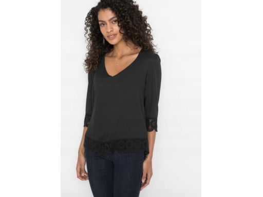B.P.C bluzka czarna z koronką szyfon r.38