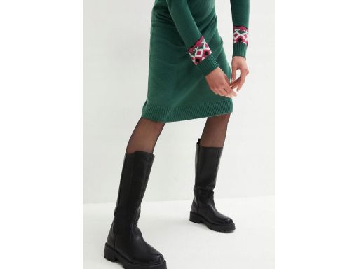 B.P.C sukienka dzianinowa zielona ze wzorem norweskim r.52/54
