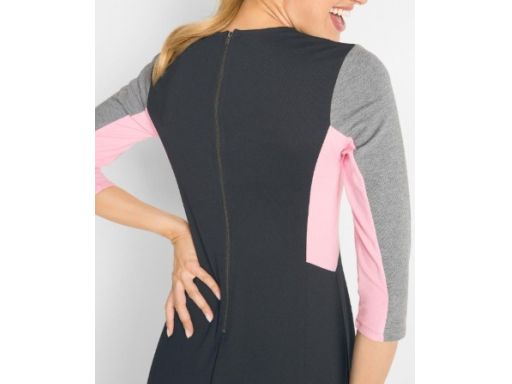 B.P.C sukienka rozkloszowana szaro- czarno- różowa 46