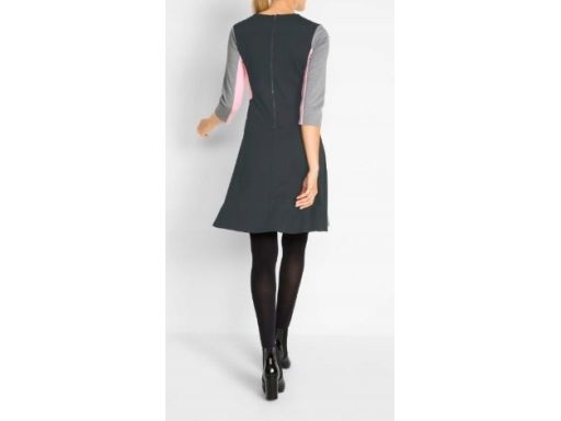 B.P.C sukienka rozkloszowana szaro- czarno- różowa 46