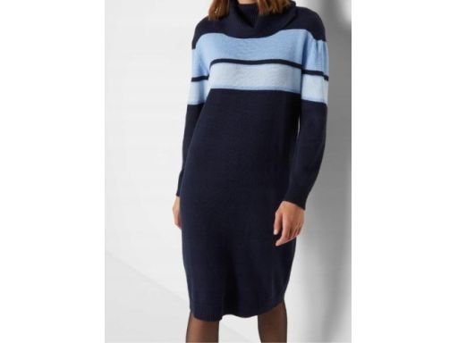 B.P.C sukienka dzianinowa granatowa z niebieskimi paskami 36/38.