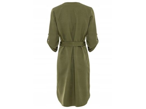 B.P.C prosta sukienka khaki ze złotymi guzikami ^46