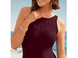 B.P.C. kostium kąpielowy modelujący bordowy z siateczką r.46