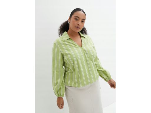 B.P.C bluzka kopertowa koszulowa zielona w pionowe paski ^46