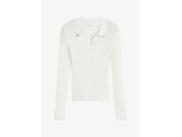 B.P.C sweter dzianinowy prążkowany śmietankowy polo r.40/42