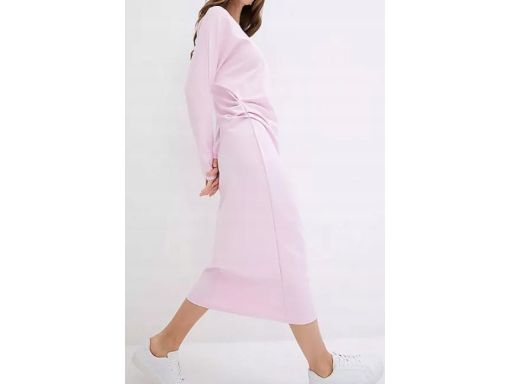 B.P.C sukienka dresowa różowa z marszczeniem ^40/42