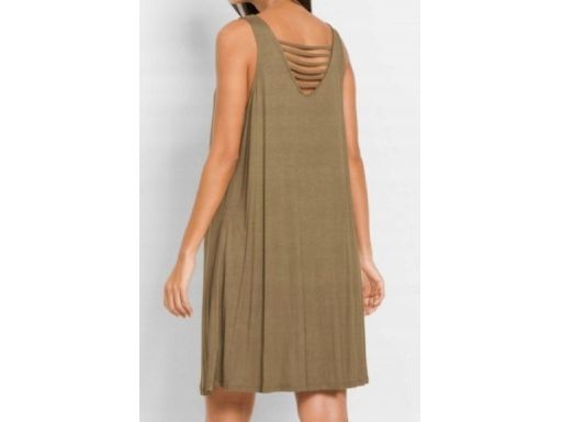 B.P.C sukienka plażowa khaki w motyle r.44/46
