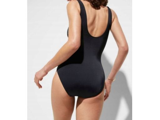 B.P.C modelujący stylowy kostium kąpielowy czarny w paski w cętki 48.