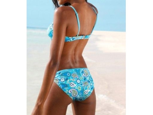 B.P.C miękkie bikini na fiszbinach i figi niebieskie we wzory r.42 (80