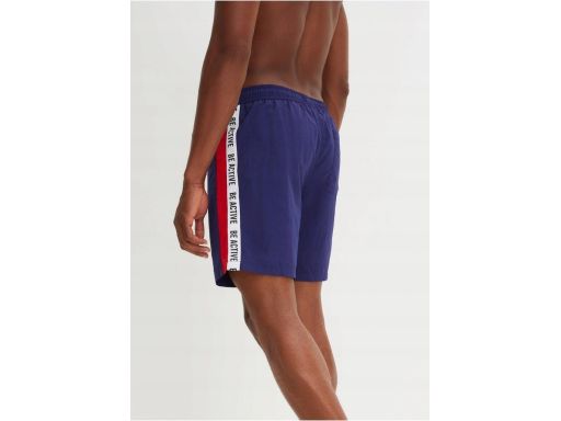 B.P.C męskie szorty kąpielowe granatowe z lampasami 60/62.