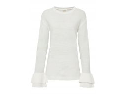 B.P.C sweterek biały z falbanami na rękawie ^40/42